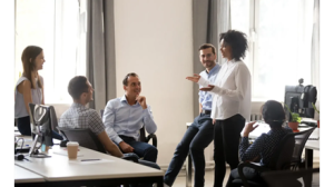 Ghanaian business leaders collaborating in a meeting